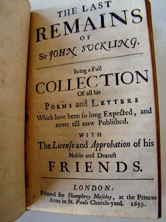 The Works of Sir John Suckling (1609-1642), English poet and inventor of the game of cribbage, printed in London in 1676 — image 7